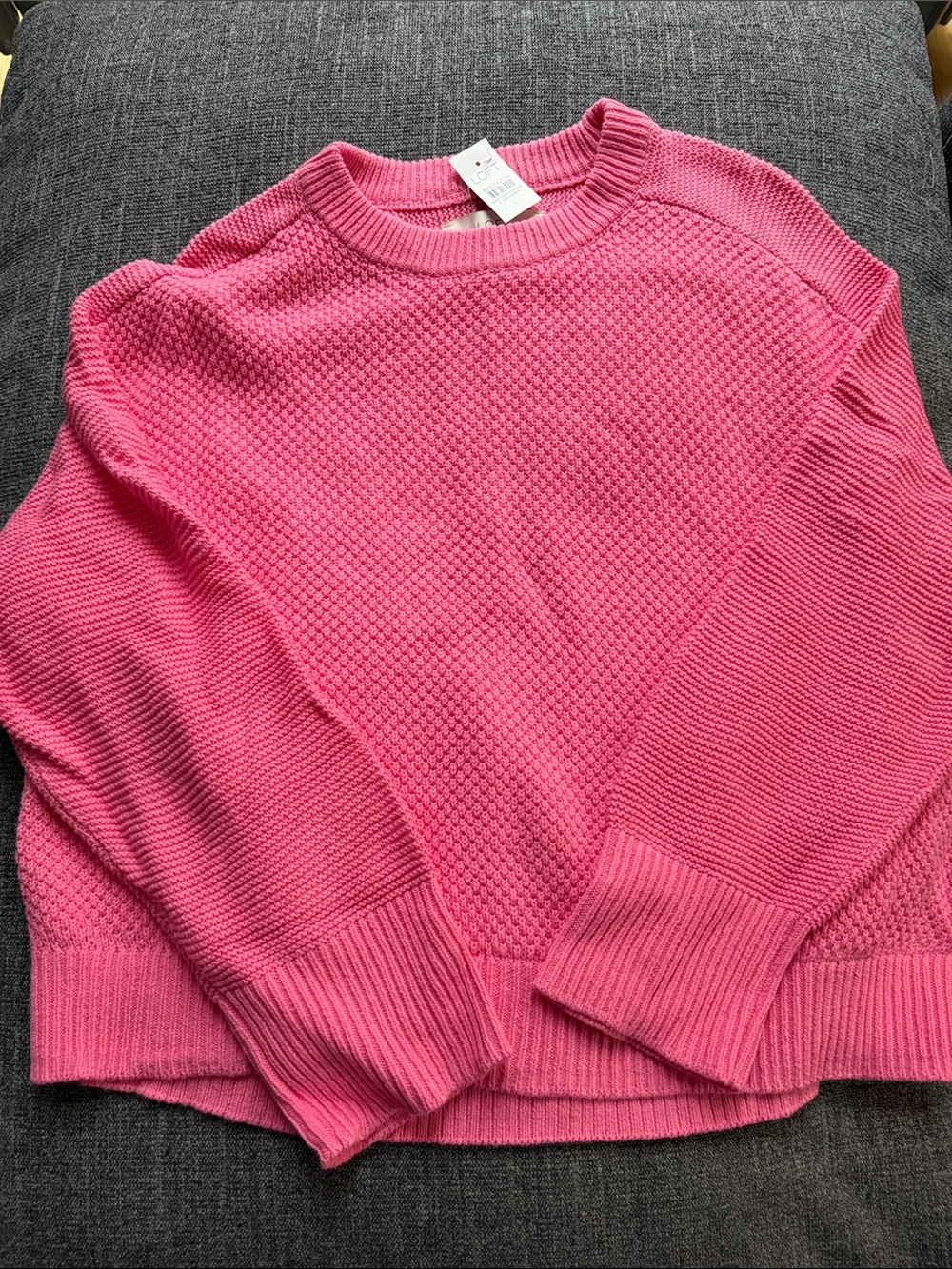 LOFT Pink Textured Crewneck Sweater